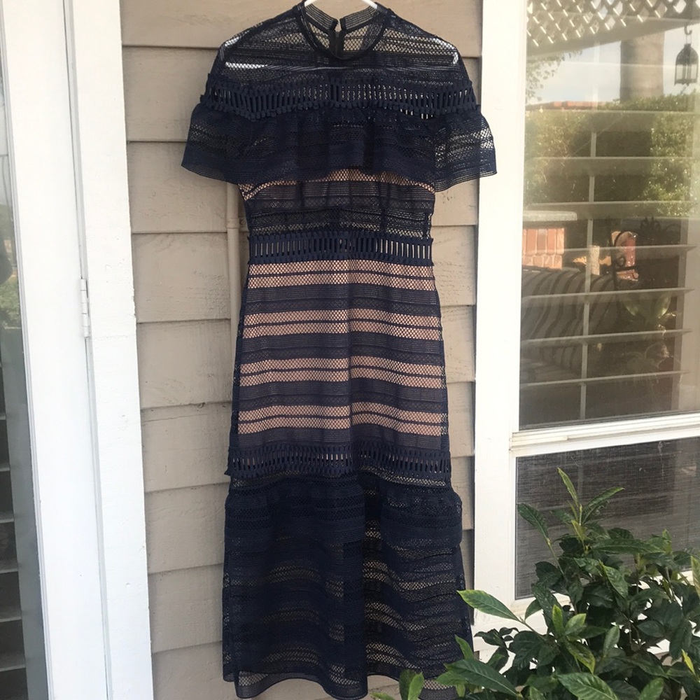 Self portrait navy dress size UK10,US6twice worn